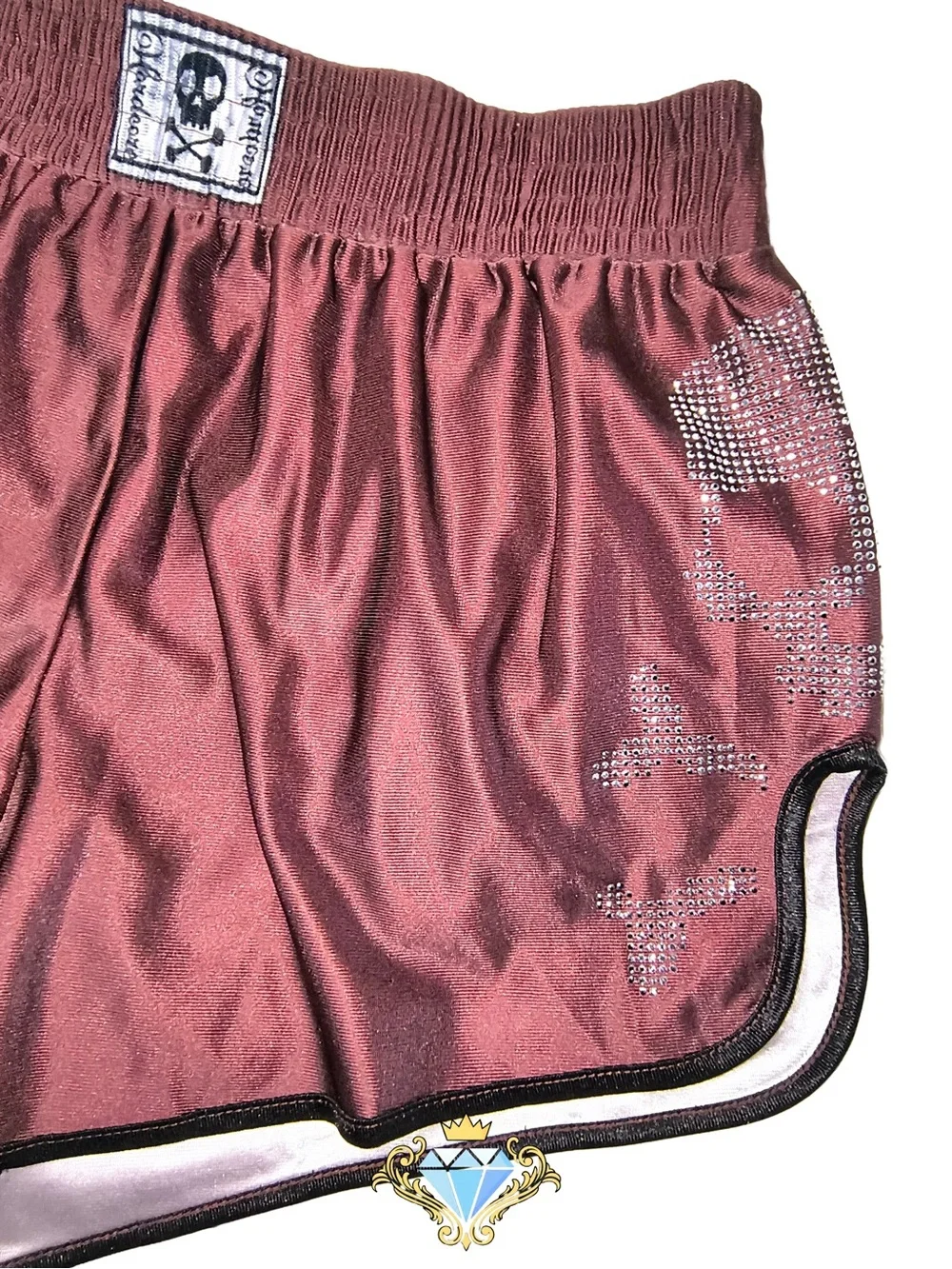 ROMWE Men’s Rhinestone Star Shorts Chocolate Brown XL EUC Streetwear
